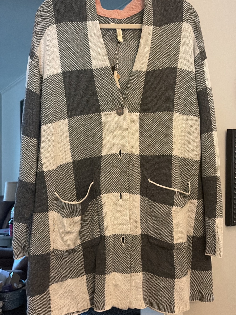 Matilda Jane Black and Cream Plaid Button Cardigan Jacket